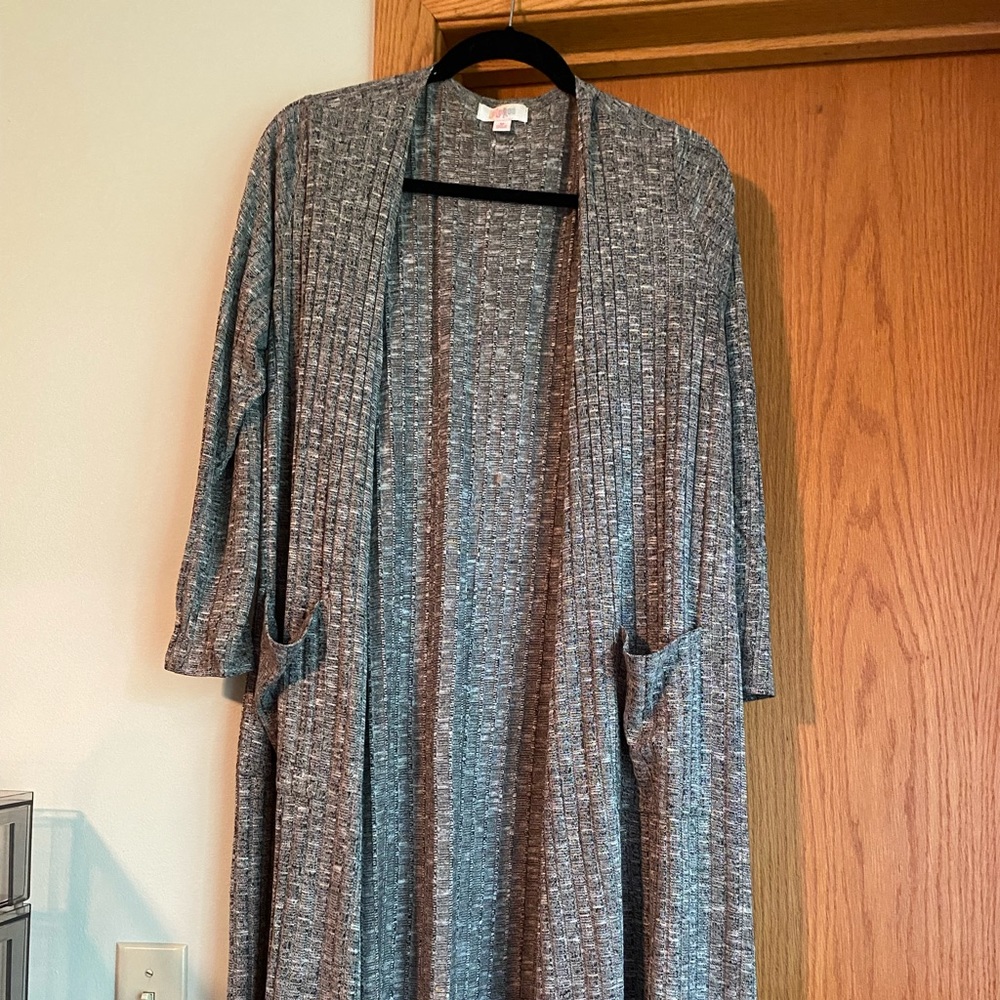 Grey Lularoe Sarah duster cardigan size medium